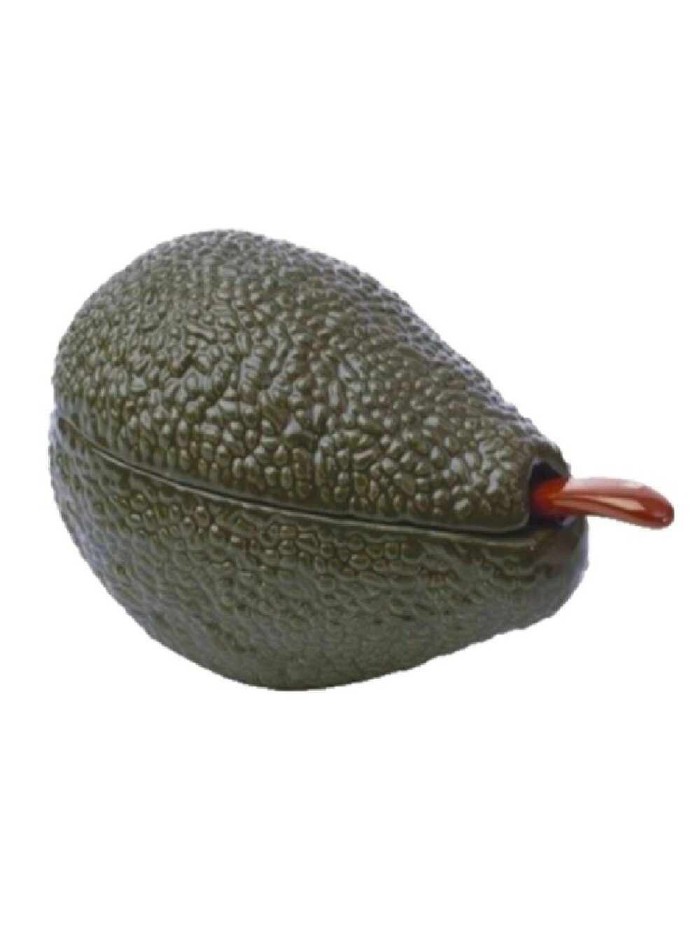Avocado Shaped Lidded Ceramic Dish with Serving Spoon